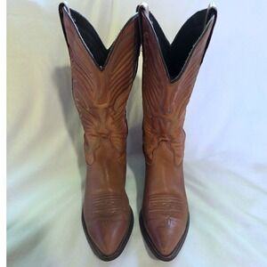 Capezio Western Cowboy Boots Mens 8M Brown Good Rainbow Stitch Pointed Toe USA